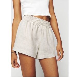 Reformation Mila Linen Shorts Flax